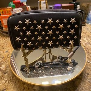 JIMMY CHOO FILIPA Leather Lon Wallet BLK with Star Studs [EX] Limited Edition.
